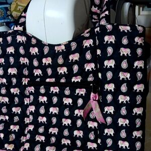 Vera Bradley Black and Pink Elephant Shoulder Bag